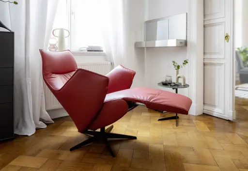 Relaxsessel Girona - Relaxfunktion (motorisch), Leder, Rot