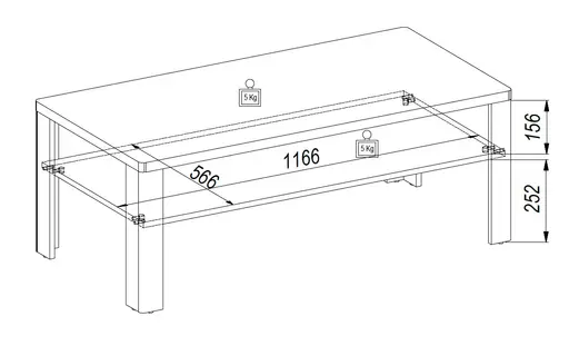 Couchtisch - LB ca. 120x60 cm, Eiche Nachbildung, Eiche dunkel Nachbildung