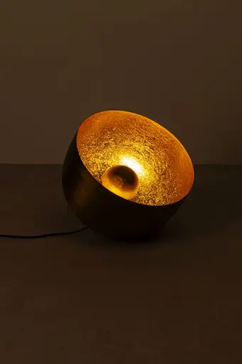 Bodenleuchte- DH ca. 35x31 cm, Stahl vernickelt, Schwarz, Gold