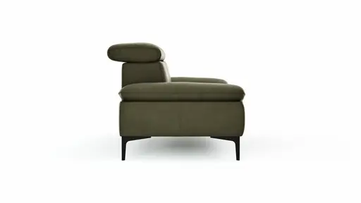 Sofa Felipa - 3-Sitzer inkl. Kopfteil verstellbar, Leder, Olive