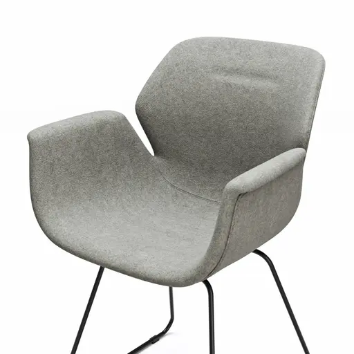 Armlehnstuhl Tooon - Stoff Kristallgrau, Kufe, Schwarz