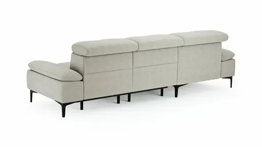 Ecksofa Felipa - Longchair links mit 2,5-Sitzer inkl. Armlehne verstellbar und Rückenlehne/Sitztiefe verstellbar (motorisch), Stoff, Natur