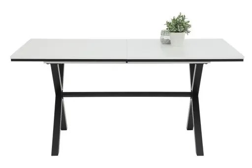 Esstisch - ausziehbar, LB ca. 160x90 cm, Weiß, Schwarz