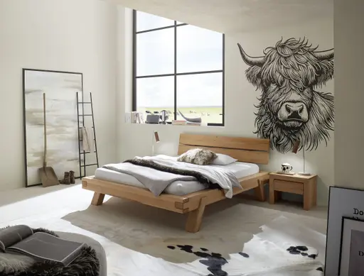 Bettgestell- Liegefläche ca. 140x200 cm, Buche, Massiv, Geölt