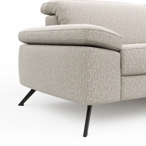 Sofa Rafaela 2.0 - 3-Sitzer inkl. Kopfteil verstellbar, Stoff, Champagner