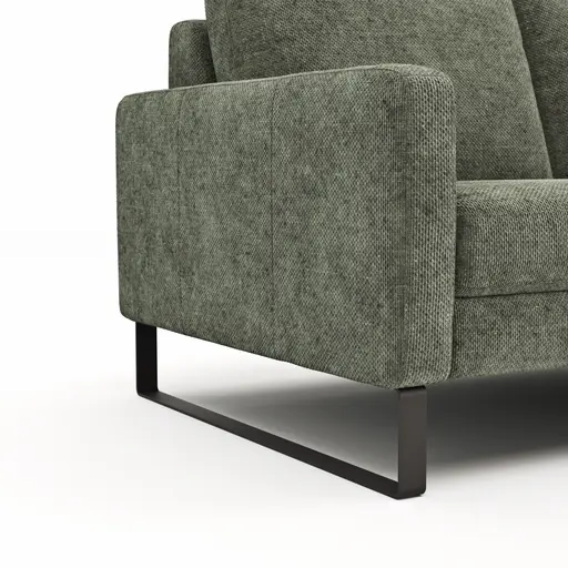 Sofa Enna - 2,5-Sitzer, Armlehne A, Stoff, Olivgrün, Kufe, Schwarz