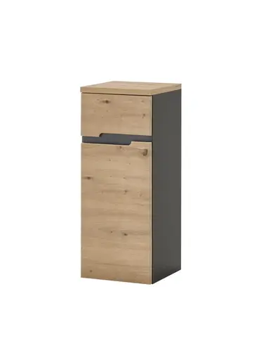 Kommode- Dunkelgrau, Eiche Dekor