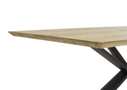 Esstisch - LB ca. 200x100 cm, Eiche massiv geölt, Schweizer Kante, Schwarz