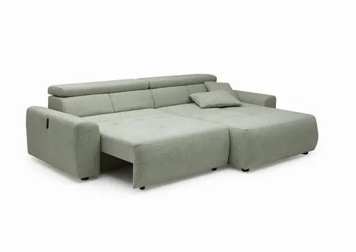 Ecksofa JYTTE - Sofa 2-sitzig mit Longchair rechts, Stoff, Lindgrün