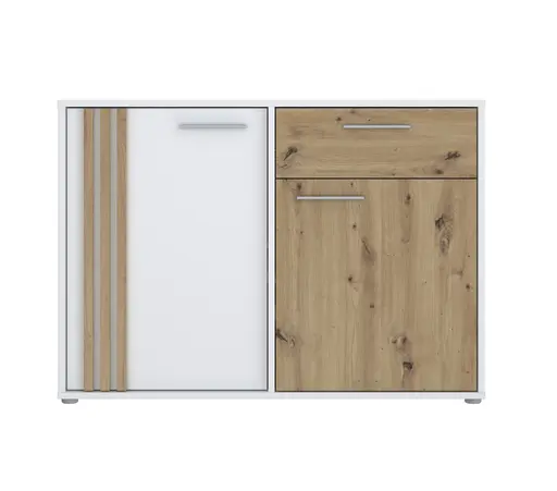 Kommode FLORISS- Weiß, Eiche Dekor