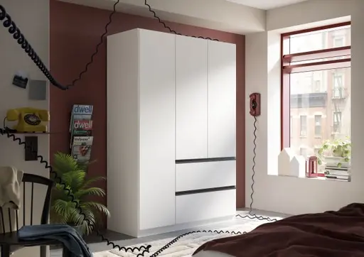 Drehtürenschrank RASA- B ca. 136 cm, Weiß