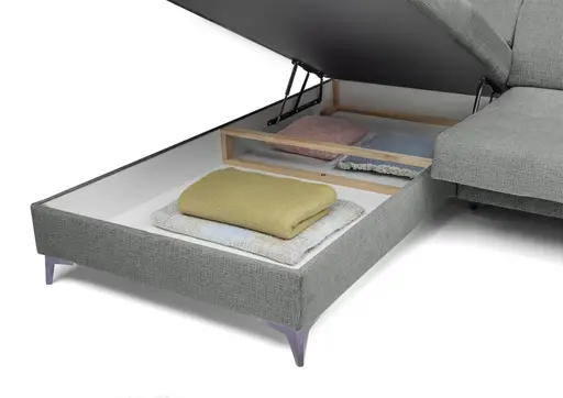 Ecksofa - Ecke links mit 2-Sitzer, Kopfteil verstellbar, Sitztiefe verstellbar motorisch, Stoff, Anthrazit