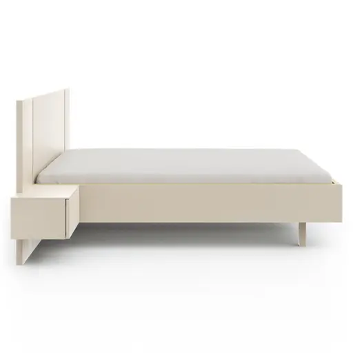 Bettanlage Matera - Lack, Creme, Absetzung, Eiche Milk