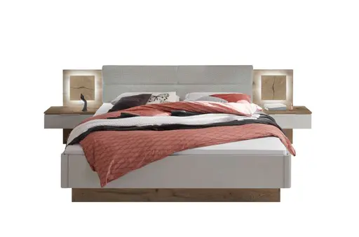 Bettanlage- Liegefläche ca. 180x200 cm, Eiche Dekor, Hellgrau, Hirnholz