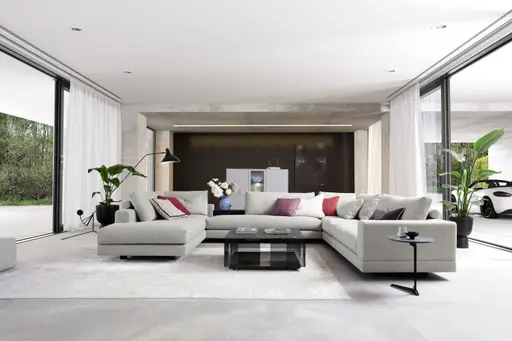Couchtisch Sansa - LBH ca. 90x90x38 cm, Keramik, Schwarz