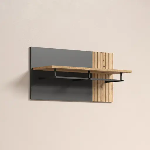 Garderobenpaneel - B ca. 80 cm, Anthrazit, Eiche Coast Evoke Nachbildung