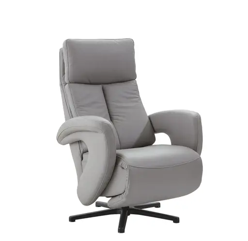 Relaxsessel Sitz.Konzept 4.0 - Größe M, Fußteil und Rückenlehne verstellbar (manuell), Leder, Grau