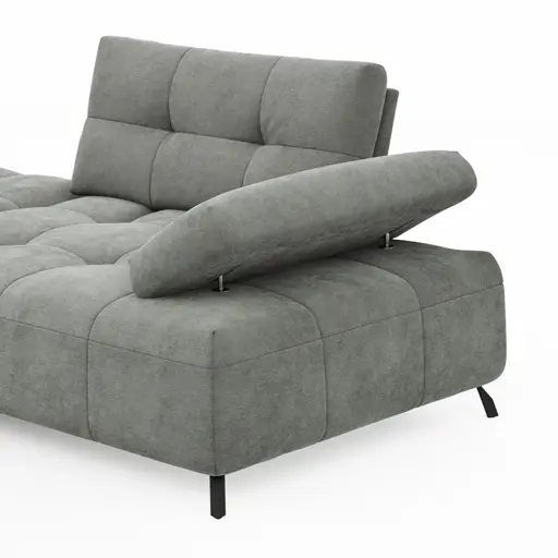 Ecksofa Comodo - Longchair Links, Stoff, Hellgrau