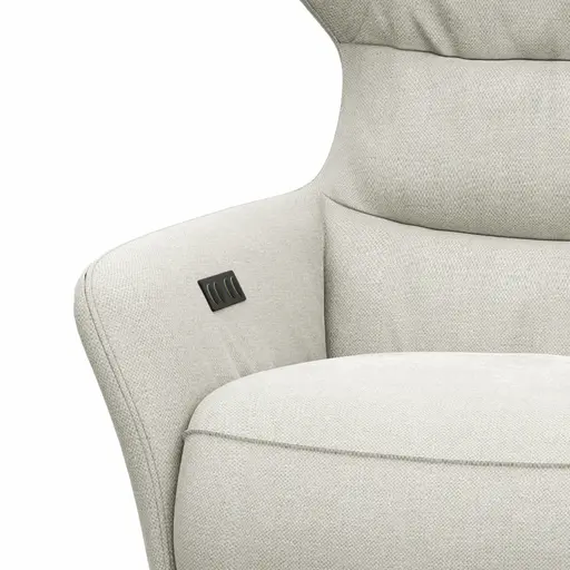 Drehsessel Houston Relax - Größe M, inkl. Relaxfunktion (motorisch), Aufstehhilfe und Kopfstütze, Stoff, Natur