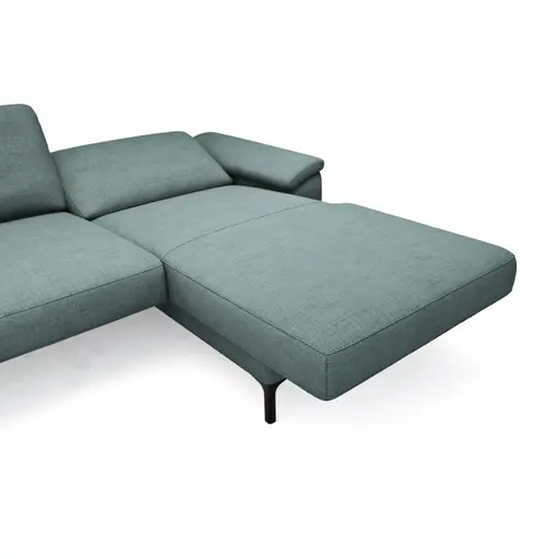 Ecksofa Anna - 2,5-Sitzer mit Longchair rechts, Relaxfunktion/Sitzvorzug motorisch, Stoff, Aqua