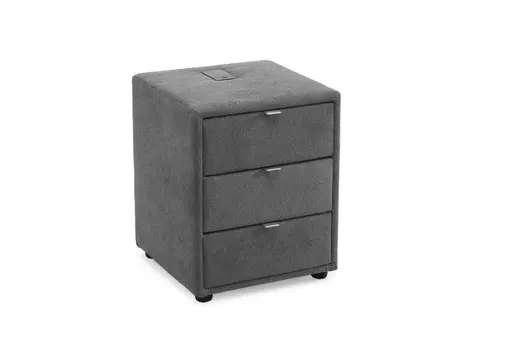 Nachttisch- Inkl. Ladeport, Stoff, Dunkelgrau
