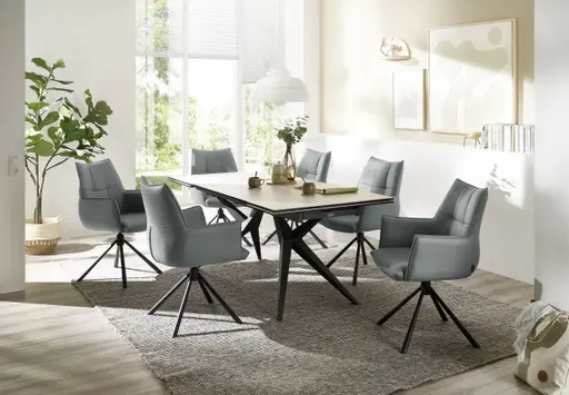 Esstisch MICHELA - ausziehbar, LB ca. 180x95 cm, Glaskeramik, Travertin farbig