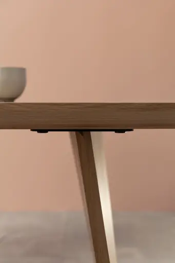 Esstisch 3100 - LB ca. 220x100 cm, Asteiche Bianco massiv, Holzwange