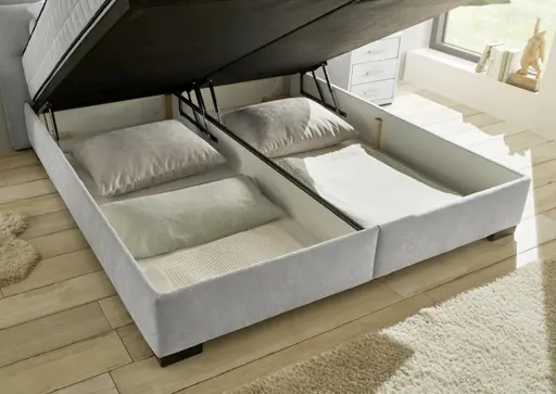 Boxbett - Liegefläche ca. 160x200 cm, Stoff, Silberfarben