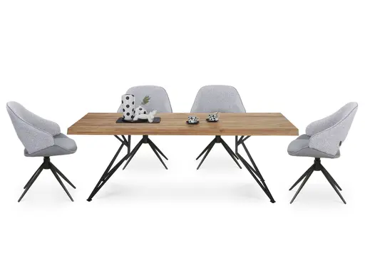 Stuhl MERIEM - drehbar, Stoff, Grau