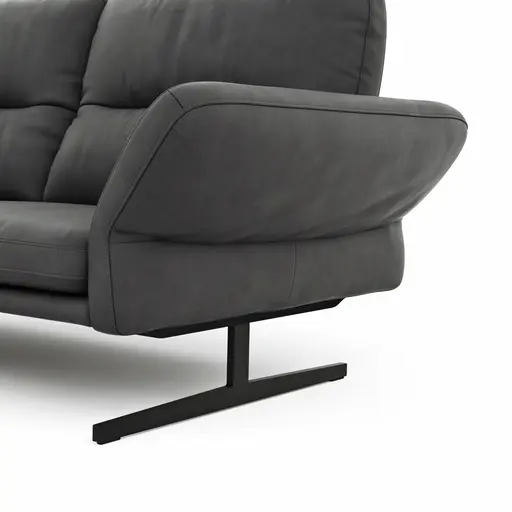 Ecksofa  Alexander -  Longchair links mit 3-Sitzer inkl. Kopfstütze/Armlehne verstellbar, Leder, Grau