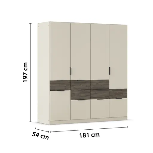Drehtürenschrank RAAS- C ca. 181 cm, Champagner, Vintage