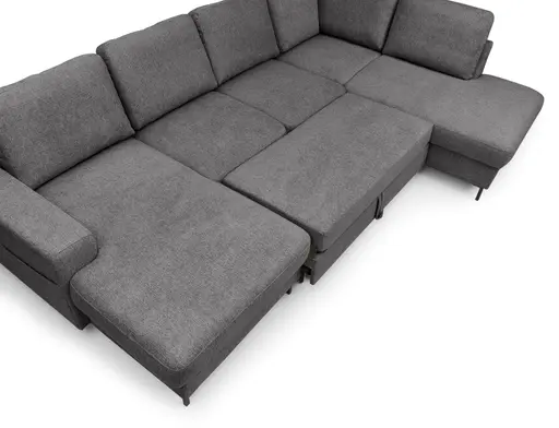 Wohnlandschaft - Longchair links mit 2-Sitzer und Ecke rechts, Stoff, Anthrazit