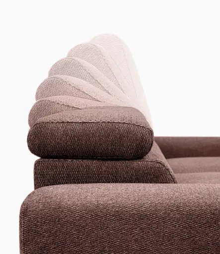 Ecksofa - 2-Sitzer mit Longchair rechts, Sitzvorzug motorisch, Kopfteil verstellbar, Stoff, Rotbusch