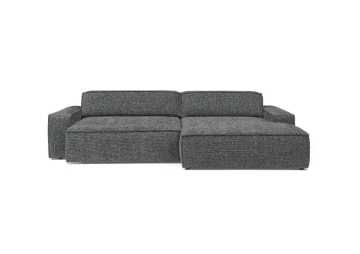 Ecksofa - 2-Sitzer mit Longchair rechts, Sitzvorzug motorisch, Stoff, Anthrazit