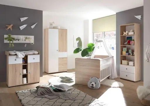 Wickelkommode- Eiche Dekor, Weiß