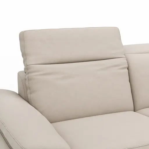 Sofa Rafaela 2.0 - 2,5-Sitzer inkl. Kopfteil verstellbar, Leder, Champagner