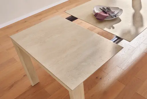 Esstisch Cambre - LB ca. 220x90 cm, ausziehbar, Keramik, Beige