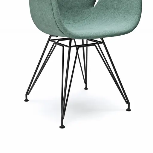 Armlehnstuhl Tooon - Stoff Lagune, Gestell Metall, Schwarz