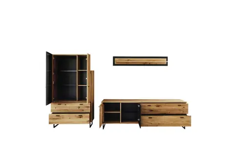 Wohnwand - Wildeiche teilmassiv