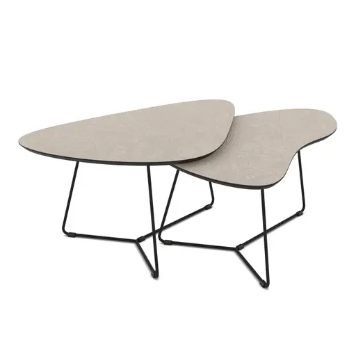 Couchtisch - 2er Set, Kaschmir, Schweizer Kante, Schwarz