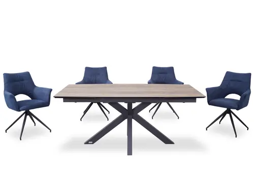 Armlehnstuhl MALEEN - drehbar, Stoff, Blau