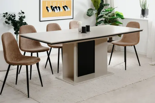 Esstisch - LB ca. 160x90 cm, Sand, Schwarz