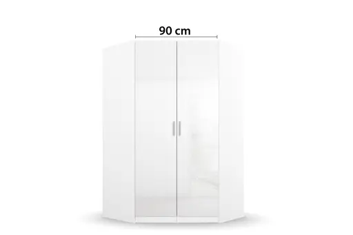 Eckschrank- B ca. 117 cm, Weiß, Weiß Hochglanz