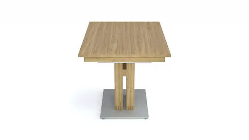 Esstisch Faro Plus - LB ca. 180x90 cm, Tisch verlängerbar (Klappeinlage einseitig), Wildeiche massiv, Bianco