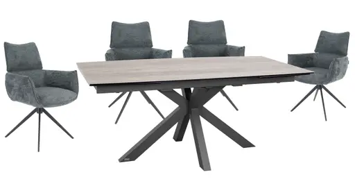 Armlehnstuhl MARGIT - drehbar, Stoff, Graublau