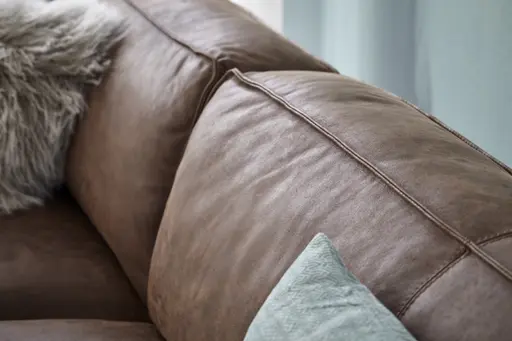 Ecksofa Denver - Longchair links mit 2,5-Sitzer, Leder, Braun