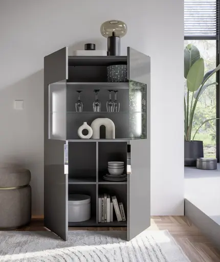 Vitrine- inkl. LED-Beleuchtung, Anthrazit