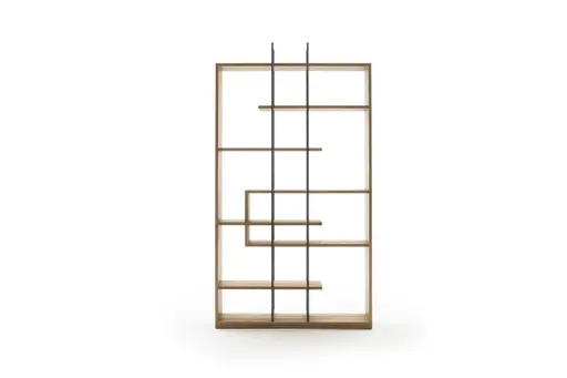 Regal Mileto - BHT ca. 119x215x32 cm, Asteiche Natur, Metall, Schwarz