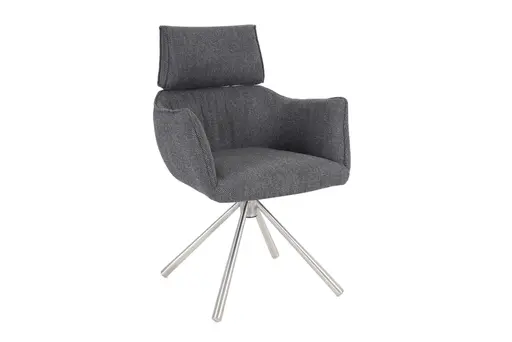Armlehnstuhl MASHA - drehbar, Stoff, Grau