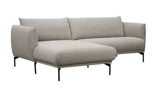 Ecksofa Joana - Longchair links mit 2-Sitzer, Stoff, Beige